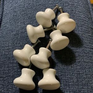 Vintage 1 1/4 inch white ceramic cabinet knobs